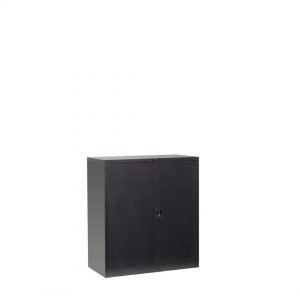 Workspace Cupboard Small Metal 2 Shelves Black
