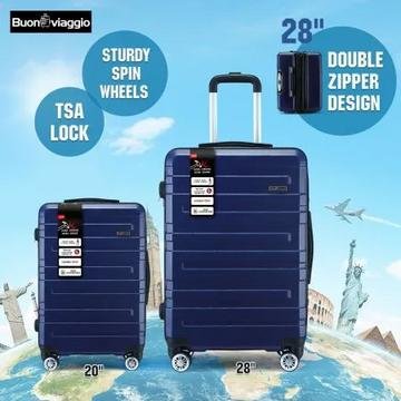 bestdeals 2-piece hard shell luggage set in navy blue