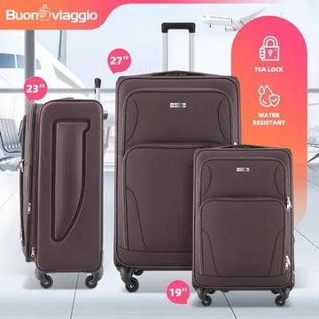 bestdeals 3-piece soft-shell expandable luggage set
