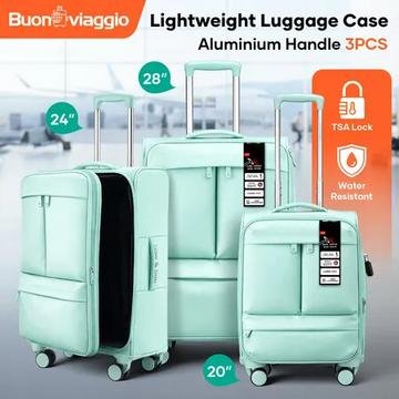 bestdeals 3-piece soft-sided spinner luggage set