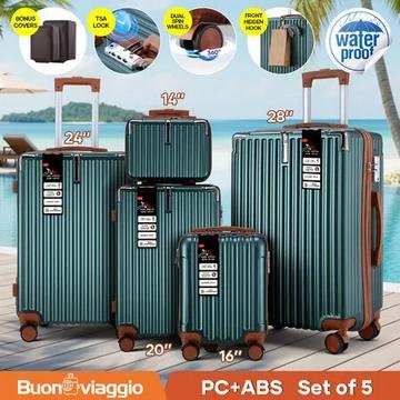 bestdeals 5-piece hard shell luggage set with vanity bag