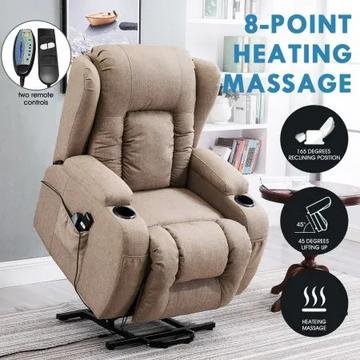 BestDeals electric lift massage recliner in linen fabric