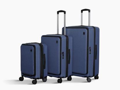 TSB Living 3-piece front open hard shell luggage set in blue