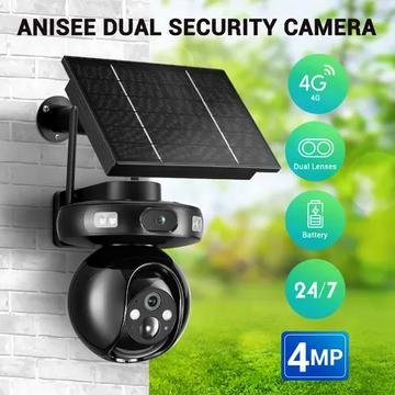 4G Solar Dual-Lens 4MP PTZ security camera with solar panel