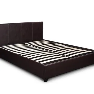 Bass dark brown faux leather gas-lift storage bed, double