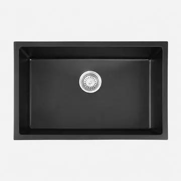 Large black granite composite single bowl kitchen sink
