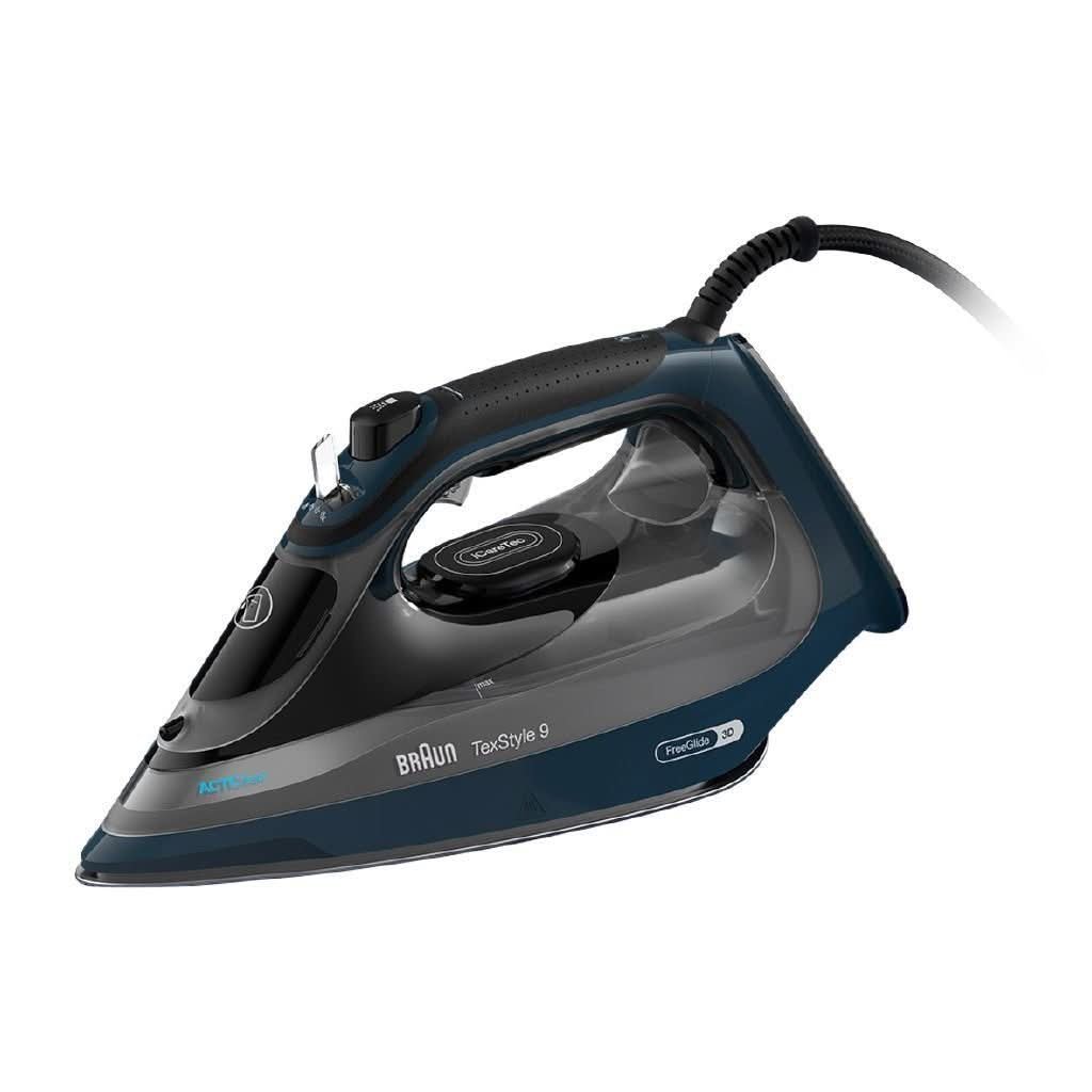 Braun TexStyle 9 SI9684DB steam iron in dark blue, front view