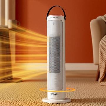 Devanti 2000W ceramic tower heater in white with LED touch display and remote control