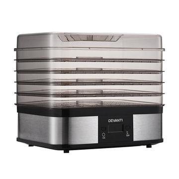 Devanti 5-tray food dehydrator in silver