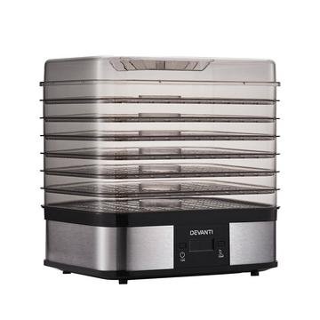 Devanti 7-tray food dehydrator in silver with clear trays