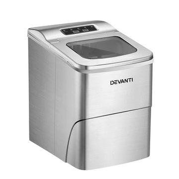Devanti silver portable ice cube maker with LED control panel