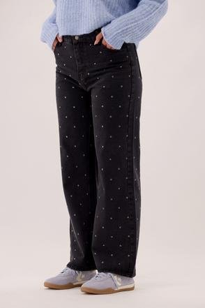 Fria Cotton Nail Stud Detail Jeans black with scattered silver nailhead studs
