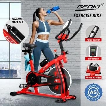 Genki red spin exercise bike with LCD monitor