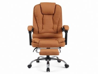 Hermia massage office chair in brown PVC with footrest