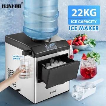 Stainless steel Maxkon 22kg 2-in-1 ice maker and cold water dispenser