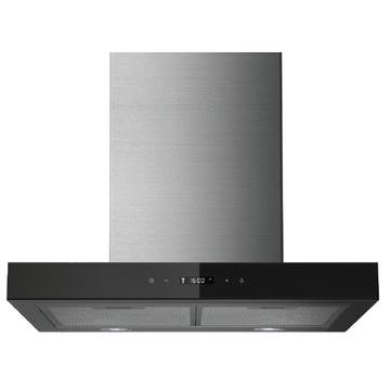 Midea 60cm T-shape rangehood in black glass and stainless steel