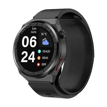 Health smart watch with heart rate and blood pressure monitoring in black