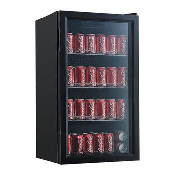Parmco 85L beverage cooler in black with glass door