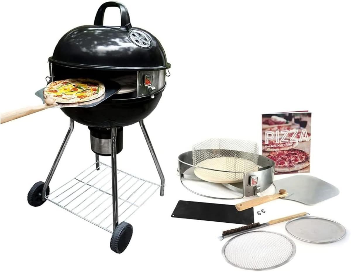 Pizzacraft PizzaQue Deluxe kettle grill pizza oven conversion kit in stainless steel