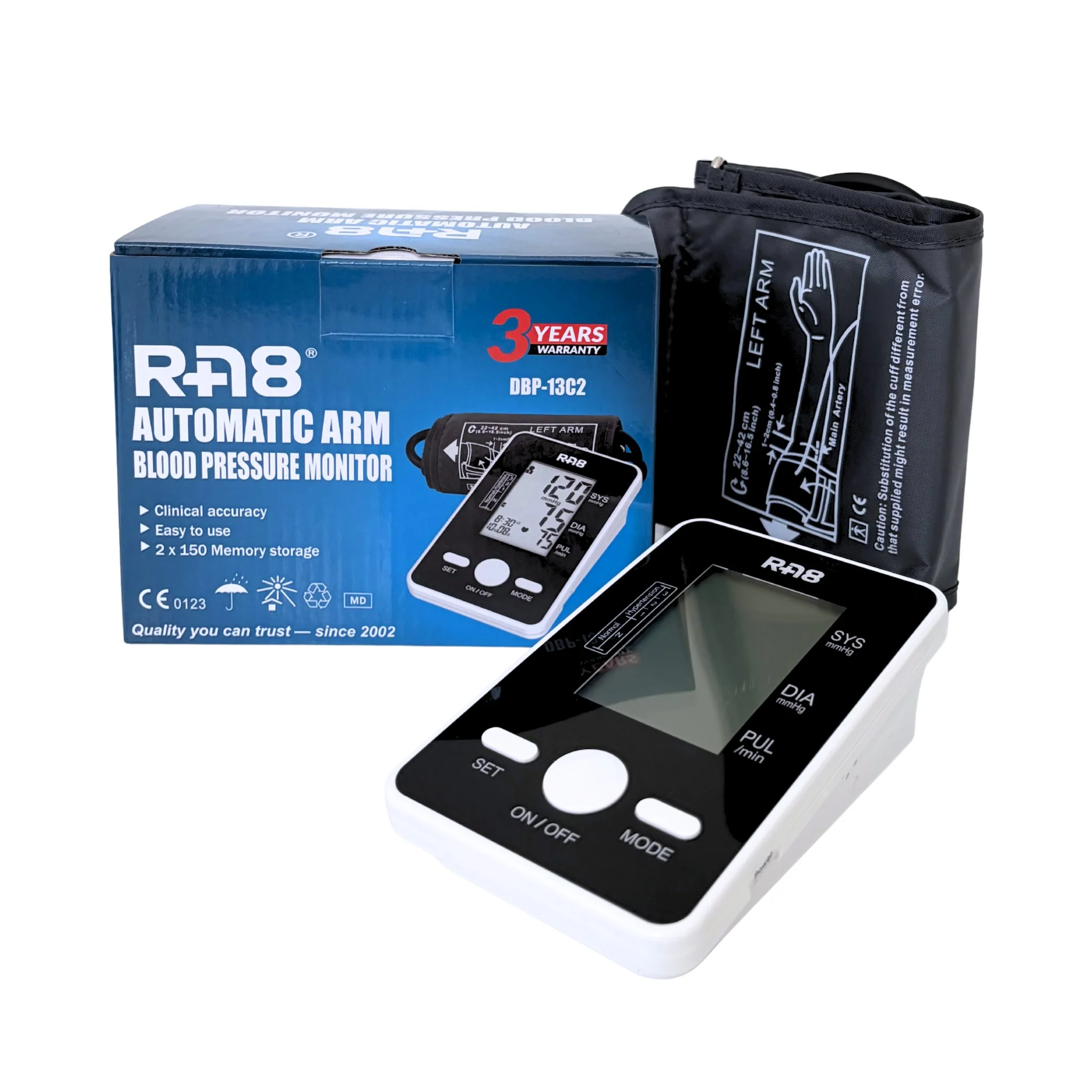 RA8 clinically validated automatic arm blood pressure monitor