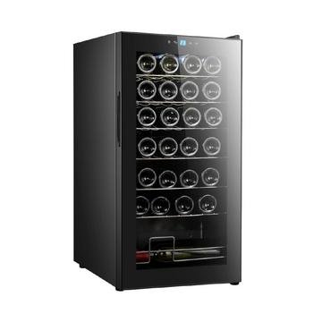 Sheffield 28 bottle wine fridge in black with glass door