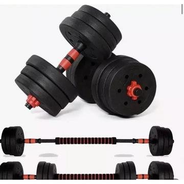 TSB Living 3-in-1 20kg adjustable dumbbell and barbell set