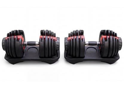 TSB Living 24kg black and red adjustable dial dumbbells