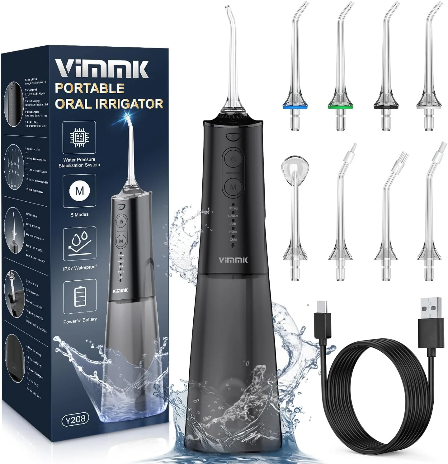 Vimmk cordless water flosser in white