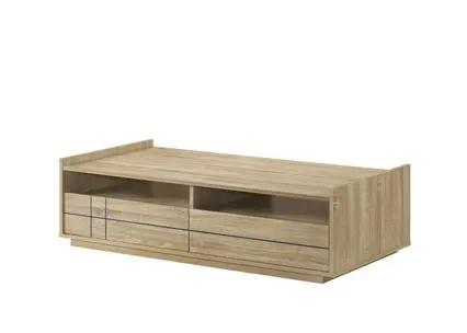 Xclusive Azalea coffee table in natural wood finish with four drawers