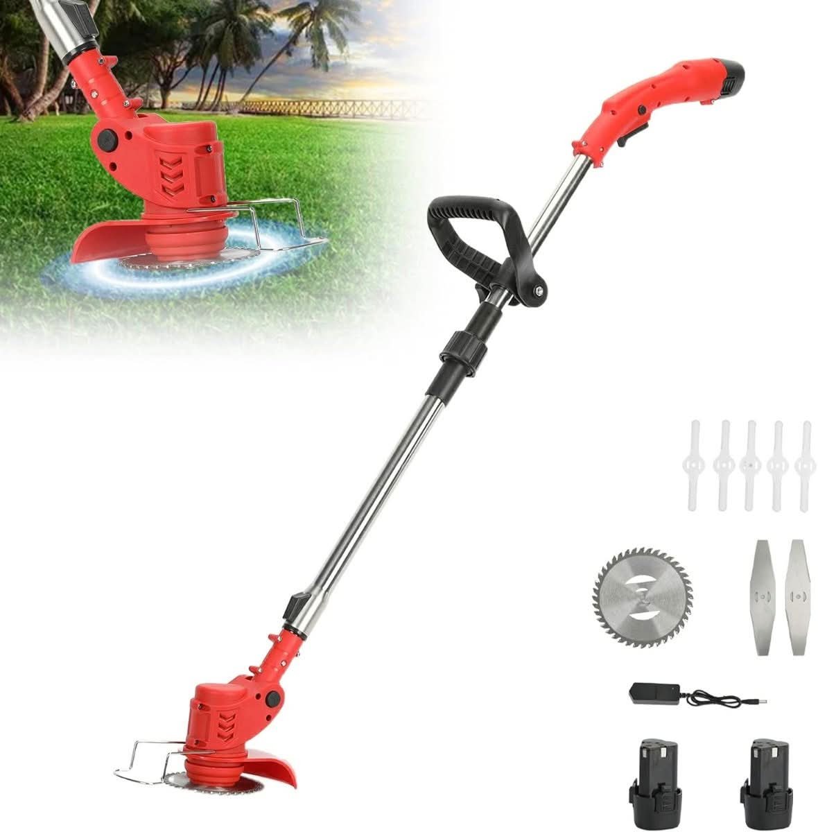 21V Cordless 3-in-1 Weed Wacker with Wheels
