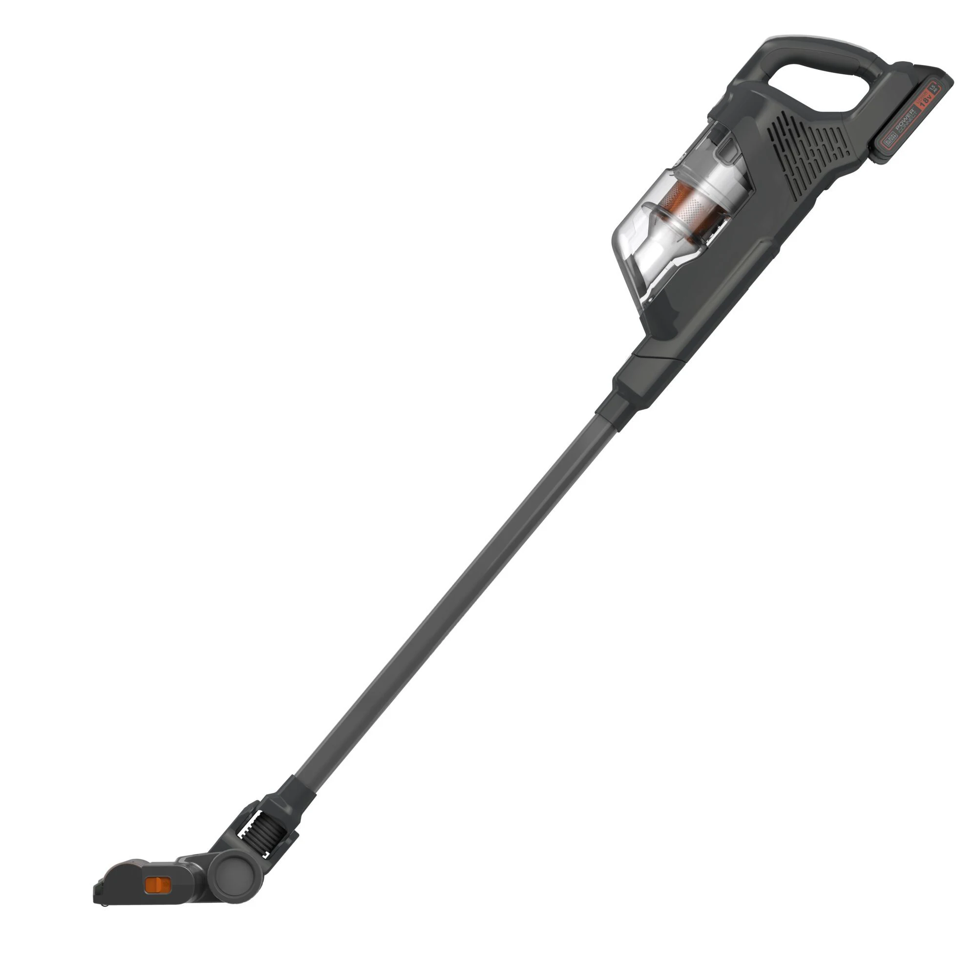 Black and Decker 18V 2 in 1 Powerseries Plus Stick Vacuum on a plain background