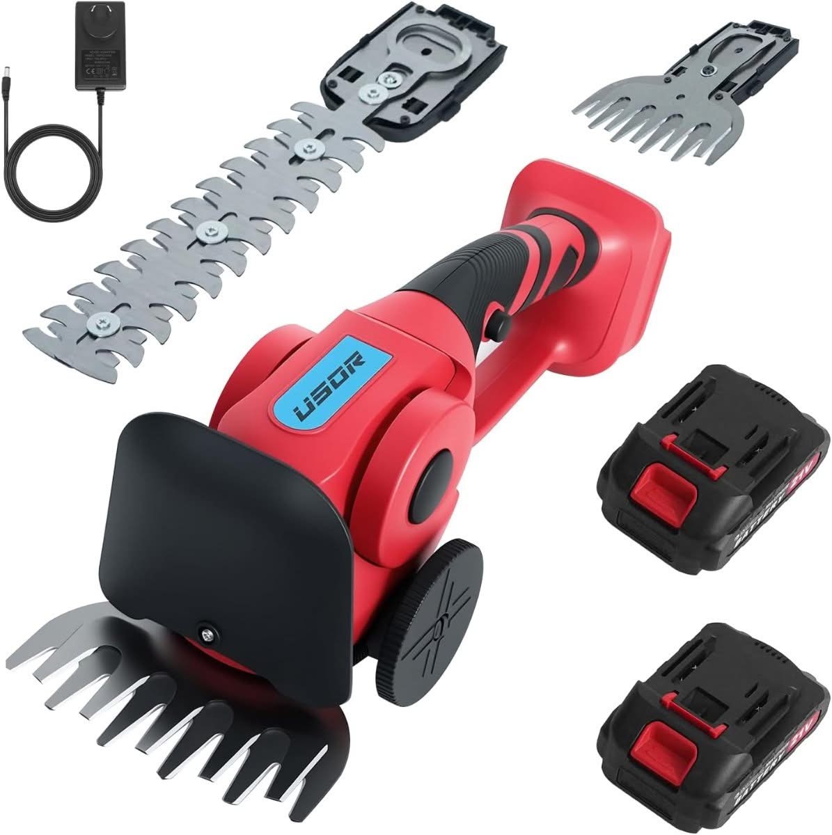 USOR 2-in-1 Cordless Grass Shear & Shrub Trimmer, Dual Battery - Best Battery Life