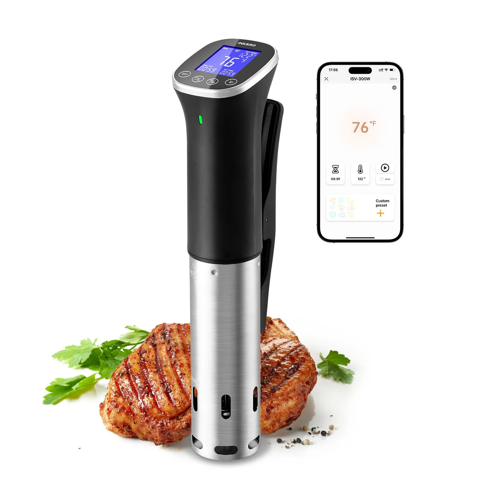 Inkbird WiFi Sous Vide Machine ISV-300W on a plain background