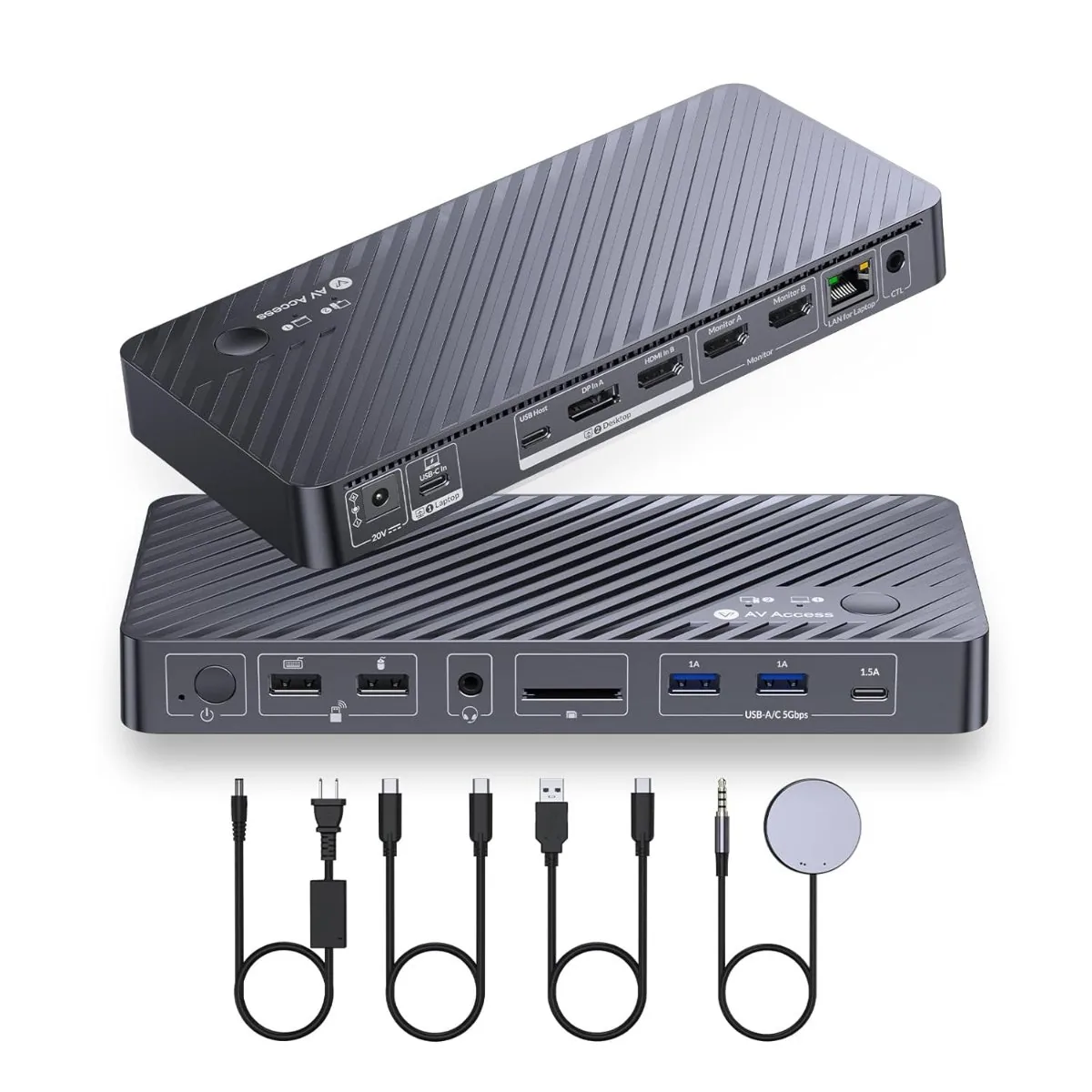 AV Access iDock P10 KVM Docking Station, 2 Monitors 2 PC - Best for Business/Enterprise (Dual-PC KVM Switching)