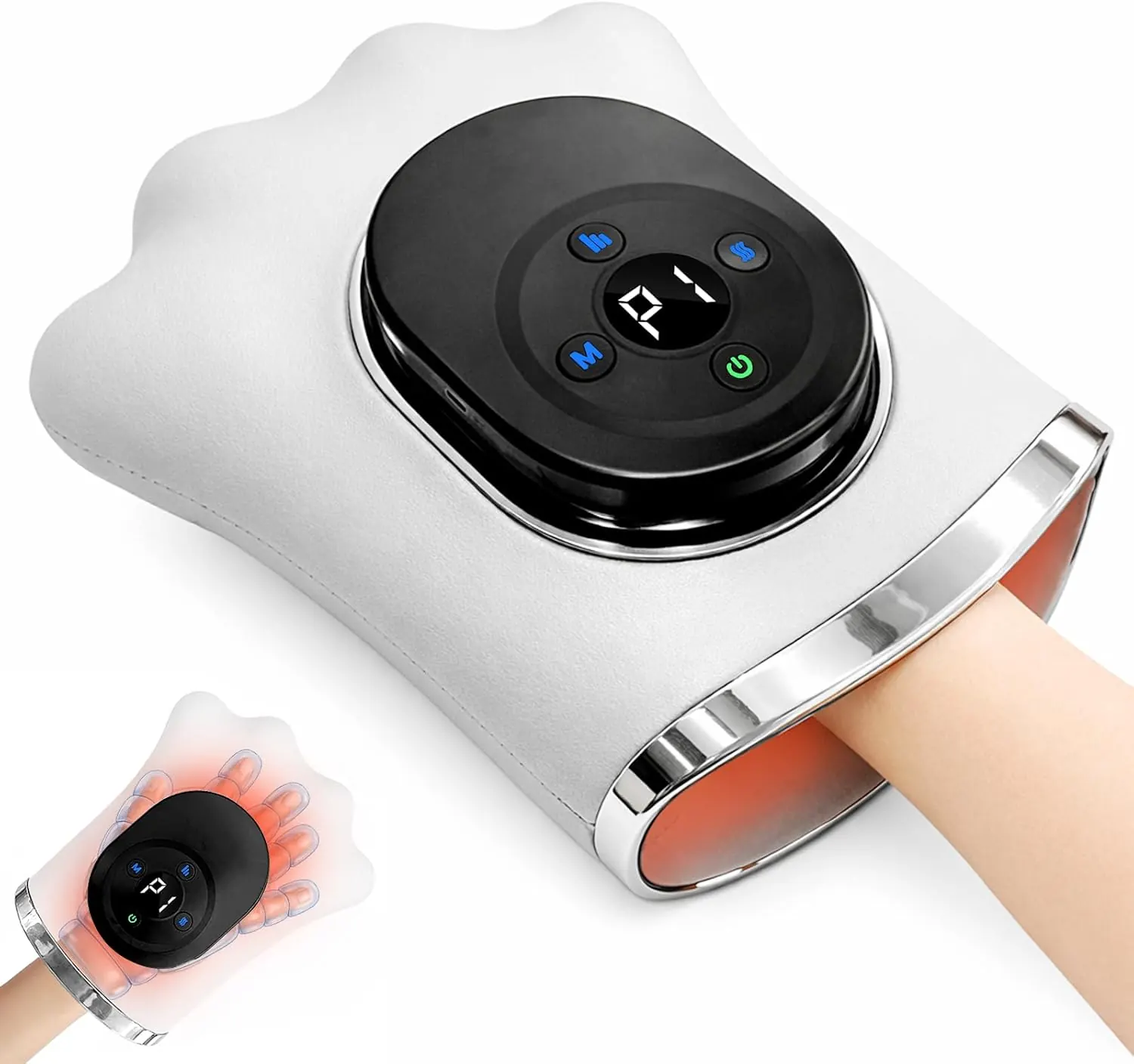OUMIR Hand Massager for Arthritis with Heat and Cold on a plain background