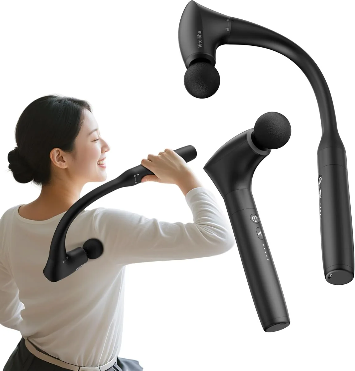 VitalShe Massage Gun with extended handle 2-in-1 design